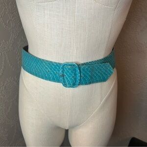 Vintage Rai Freed Belt teal genuine snakeskin leather L approx length 35”